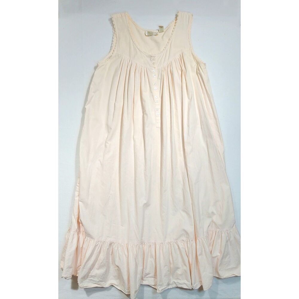 Vintage Victoria's Secret Gold Label Nightgown M Pink Cotton Cottagecore Maxi - Picture 2 of 11
